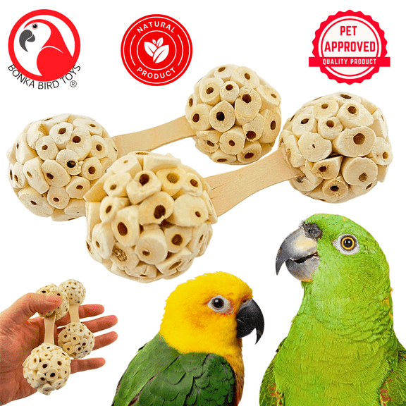 Bonka Bird Toys 2965 PK2 Natural Sola Atta Dumbbell Parrot Foot Talon Cage Toy