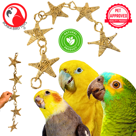 Bonka Bird Toys 3374 Natural Vine Star Chain Chew Shred Pull Parrot Cage Toy Pet