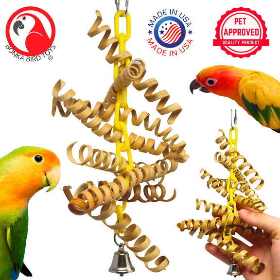 Bonka Bird Toys 3449 Bamboo Spring Chain Small Bird Toys  Cockatiel Parrot Conure Macaw Budgie Quaker
