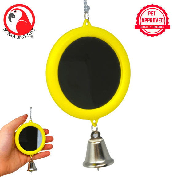 Bonka Bird Toys 36415 Medium Round Mirror Color: Yellow