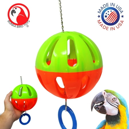 Bonka Bird Toys 3834 Single Tuff Ball Large Colored Plastic Rattle Ball Durable Amazons African Greys Macaws and Other Similar Birds
