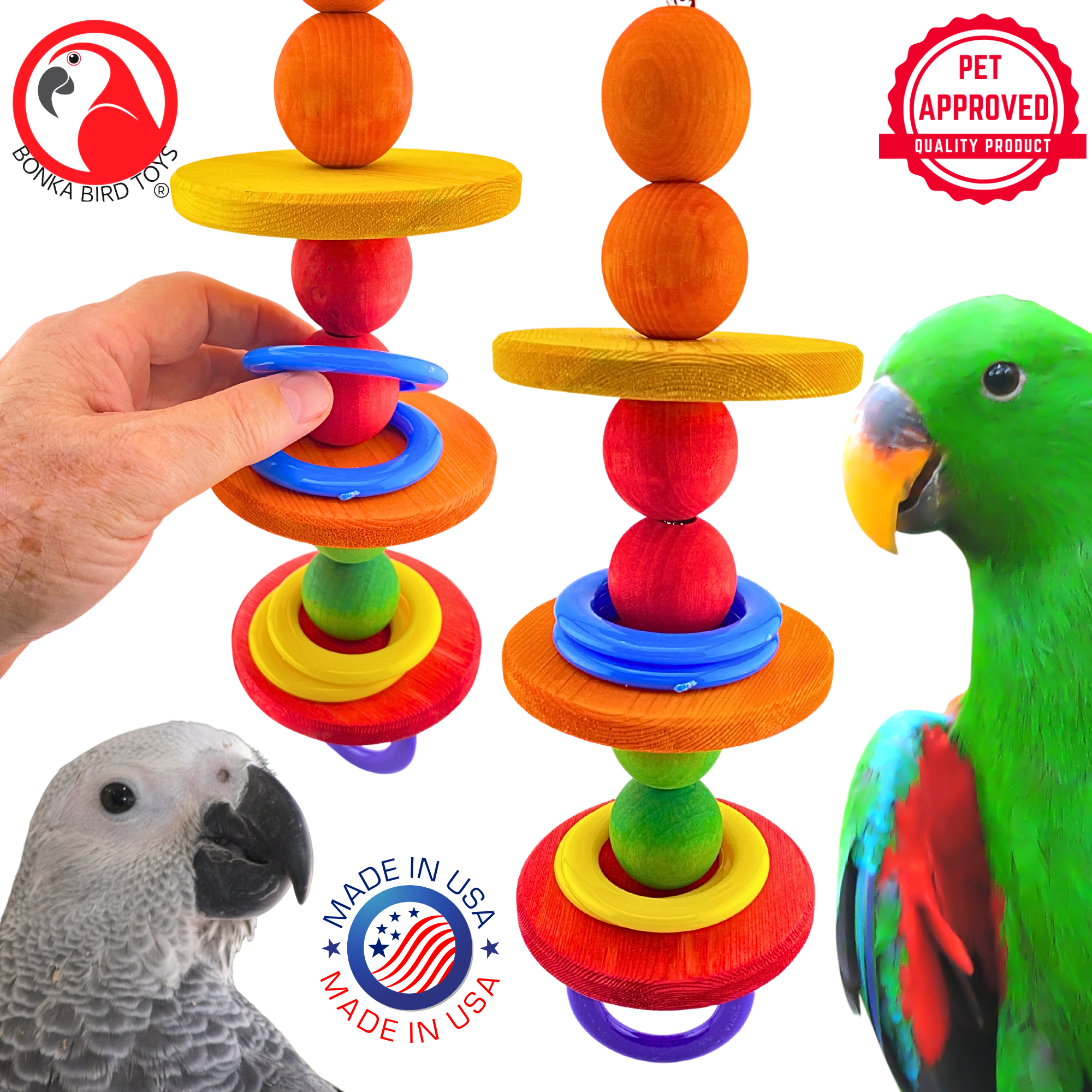 Bonka Bird Toys 3878 Disco Ball Medium Wood Plastic Puzzle Parrot Cage Toy Pet