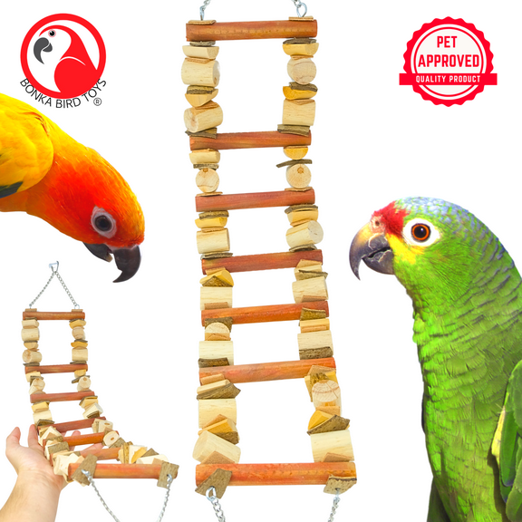 Bonka Bird Toys 2625 Coco Ladder Natural Chew Java Coconut Parrot Cage Toy Pet