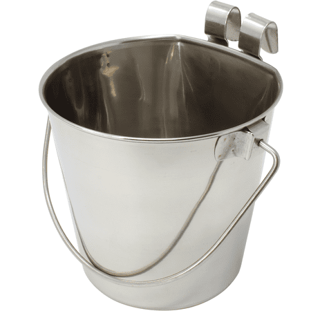 Bonka Bird Toys 800107 2 Quart Stainless Steel Flat Sided Hook Pail