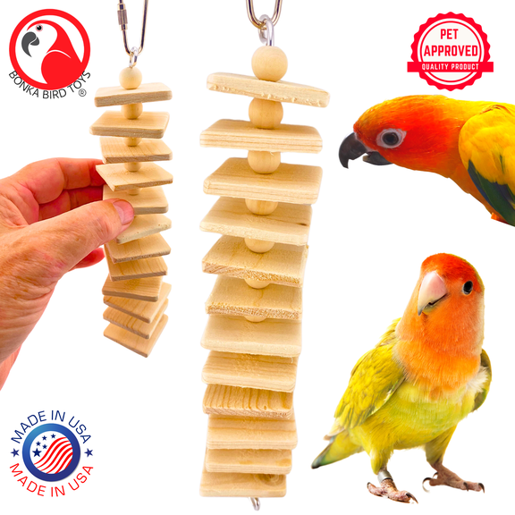 Bonka Bird Toys 973 Natural Long Mini Step Small Beak Chew Parrot Cage Toy Pet