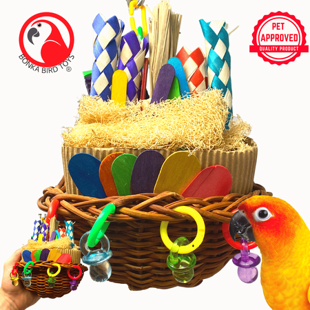 Bonka Bird Toys Bonka Bird Toys 2500 Party Basket Chew Forage Treat Small Medium Bird Toy
