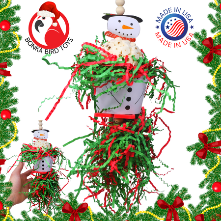 Bonka Bird Toys Christmas Elf Santa Snowman Reindeer Natural Sola Small Medium Bird Toys Style: 2436 Snowman
