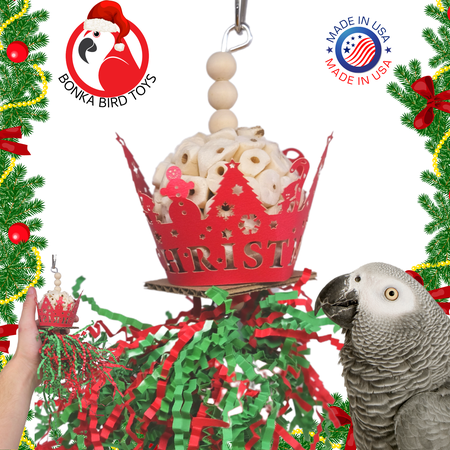 Bonka Bird Toys Merry Christmas Crown Small Bird Toy Color: 2440 Red