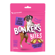Bonkers Bites Crunchy And Soft Dog Treats Beef Lovers Flavor 5.3Oz