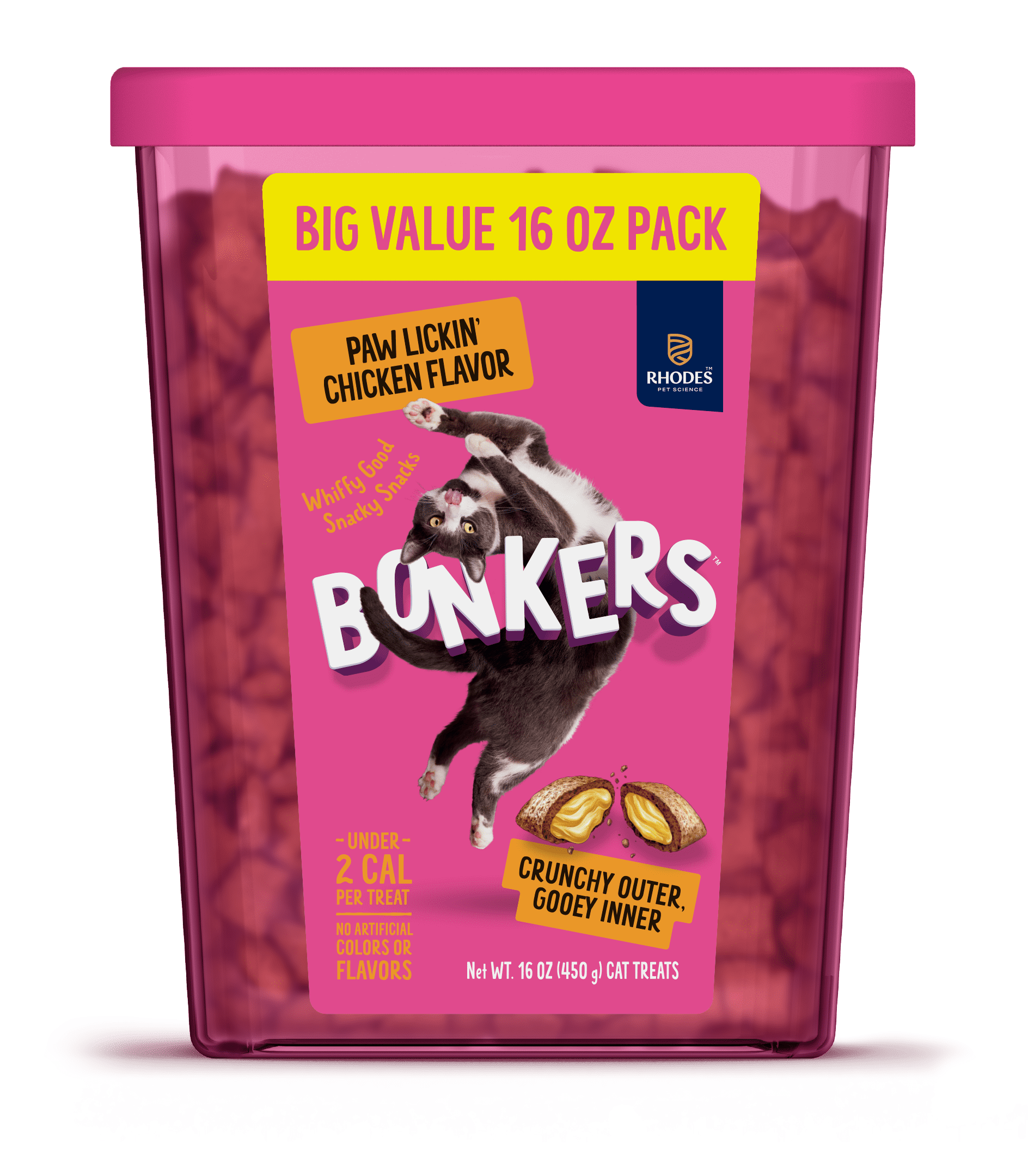 Bonkers Crunchy and Soft Cat Treats Paw Lickin Chicken Flavor 16 oz