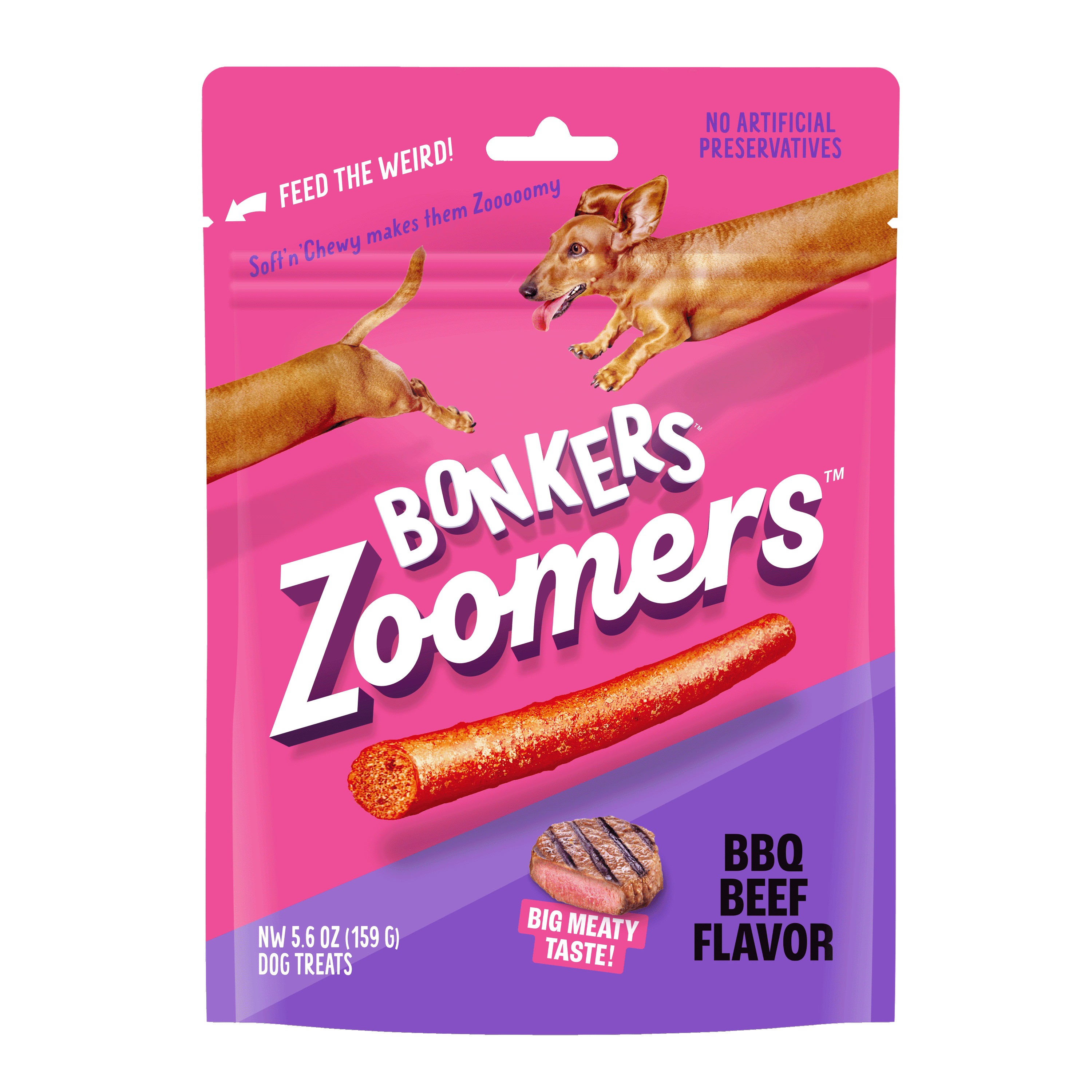 (4 pack) Bonkers Zoomers Soft and Chewy Real Meat Dog Sticks BBQ Beef (4 pack) Bonkers Zoomers Soft and Chewy Real Meat Dog Sticks BBQ Beef