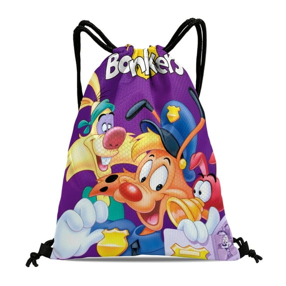 Bonkers-theme Drawstring Backpack Sports Gym Bag Water Resistant String Bag Cinch Bag,12‘’X16‘’(30X40cm)