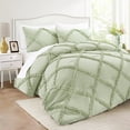 thumbnail image 1 of Bonlino Vintage 3-Pieces Green Ruffle Comforter Bedding Sets, King, 1 of 9