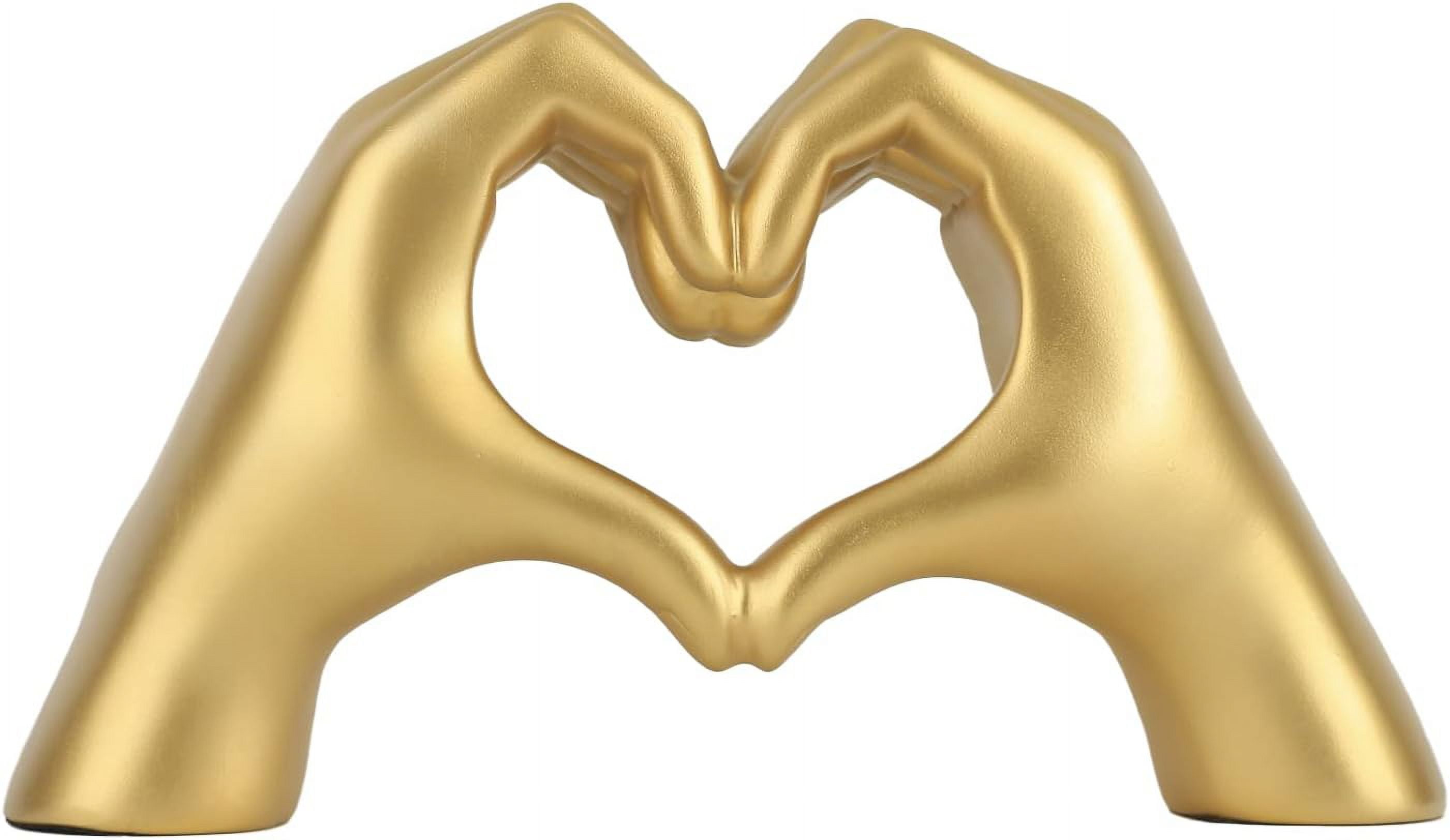 Bonlting Contemporary Gold Resin Heart Hands Statue