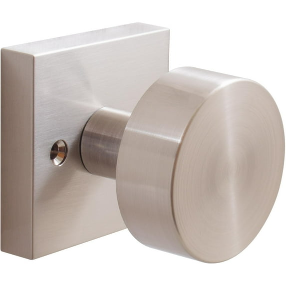 Bonn Door Knob with Square Rosette, Dummy (Non-Turning) Latch, Satin Nickel by Stone Harbor Hardware