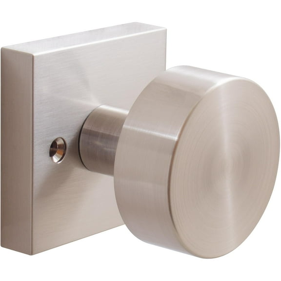 Bonn Door Knob with Square Rosette, Dummy (Non-Turning) Latch, Satin Nickel by Stone Harbor Hardware