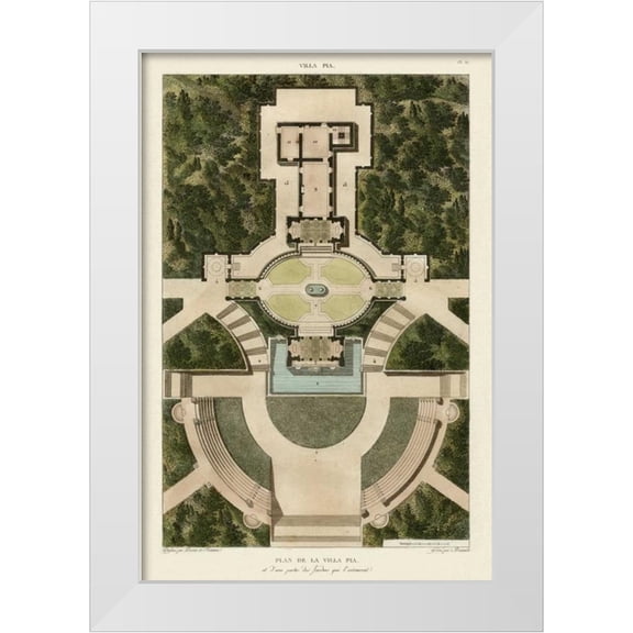 Bonnard 11x14 White Modern Wood Framed Museum Art Print Titled - Plan De La Villa Pia