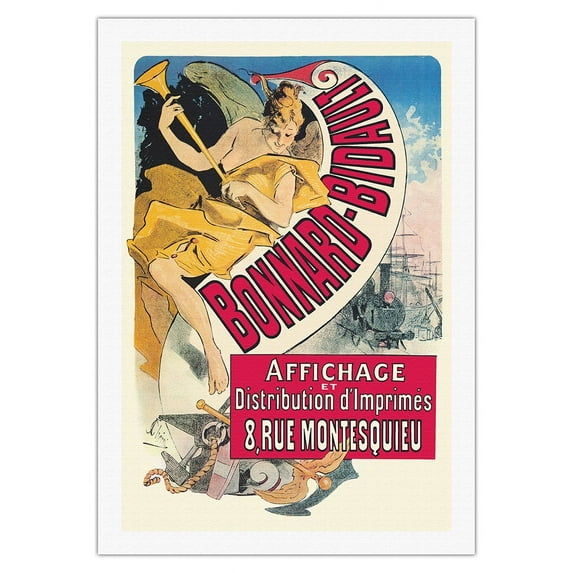 Bonnard-Bidault Printers - Paris France - Vintage French Advertising Poster by Jules Chéret c.1887 - Fine Art Rolled Canvas Print 27in x 40in