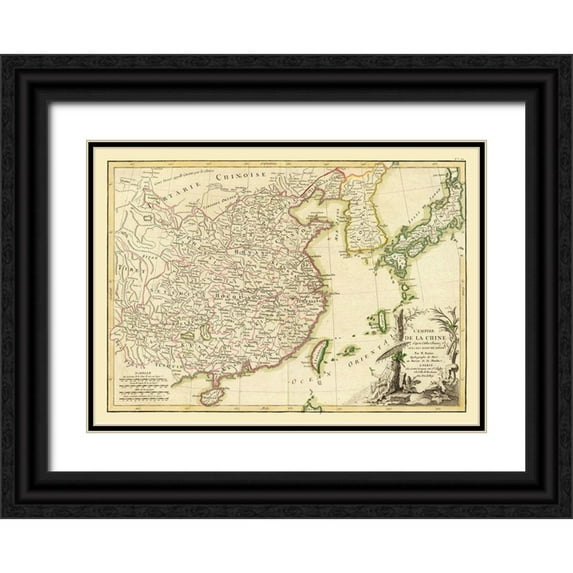 Bonne 24x18 Black Ornate Wood Framed with Double Matting Museum Art Print Titled - Empire of China - Bonne