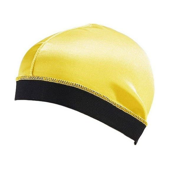 Bonnet Breathable Elastic Polyester Wave Caps Solid Color Multicolor Durag Cap Men Durag Hats YELLOW