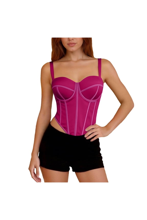 Bonnet Corset Sleeveless Top Strappy Backless Bustier Cami Lace Up Underbust Tanks & Sexy Layering Blouses for Women