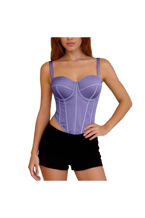 Bonnet Corset Sleeveless Top Strappy Backless Bustier Cami Lace Up Underbust Tanks & Sexy Layering Blouses for Women