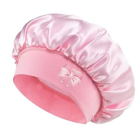 Bowknot Satin Bonnet Curly Hair  for Women Sleeping Night Cap Romantic Bonnets Cap Single Layer,Pink ,1Pack