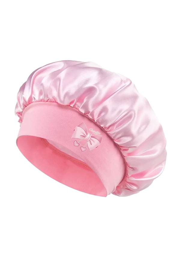 Bowknot Satin Bonnet Curly Hair  for Women Sleeping Night Cap Romantic Bonnets Cap Single Layer,Pink ,1Pack