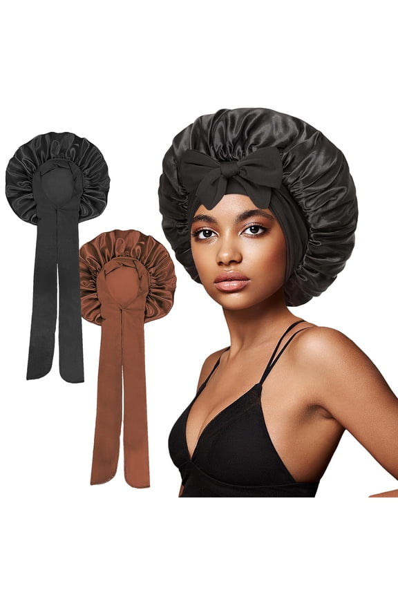 Bonnet Queen Silk Bonnet Satin Bonnet Hair Bonnet for Sleeping Night Sleep Hat with Tie Band Black Bonnet with Head Wrap for Women Natural Hair
