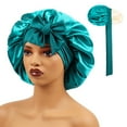 thumbnail image 1 of Bonnet with Tie Band Satin Bonnet Silk Bonnet for Sleeping Women, Silk Hair Bonnet Reversible Double Layer Sleep Cap Bonnet for Curly Hair Braids, 1 of 7