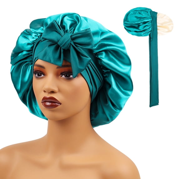 Bonnet with Tie Band Satin Bonnet Silk Bonnet for Sleeping Women, Silk Hair Bonnet Reversible Double Layer Sleep Cap Bonnet for Curly Hair Braids