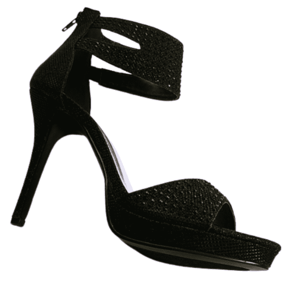 Bonnibel Bling-1 Womens Glitter Stiletto Ankle Cuff Back Zip Dress Sandals Pump