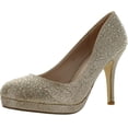 thumbnail image 1 of Bonnibel Olga-6 Round Toe Glitter Mesh Rhinestone Studded Low Platform Pump Heels, 1 of 4