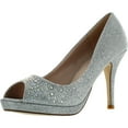 thumbnail image 1 of Bonnibel Olga-7 Round Toe Glitter Mesh Rhinestone Studded Low Platform Pump Heels, 1 of 4