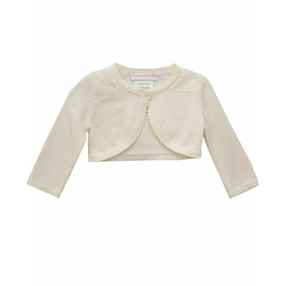 Bonnie Baby Baby Girls Ivory Flyaway Cardigan With Lace Trim, Natural, 24 Months