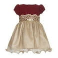thumbnail image 1 of Bonnie Baby Baby Girls Knit-Bodice Metallic Dress (Burgundy, 6-9 Months), 1 of 1