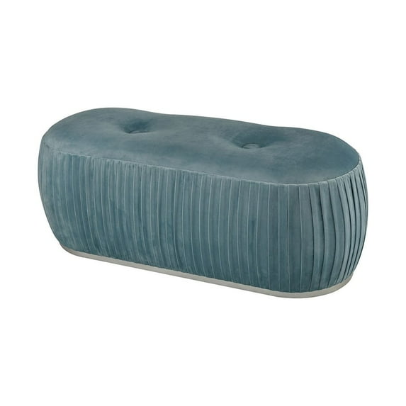 Sterling Industries-3169-069-Bonnie - 46.46 Double Bench Duck Egg Blue Velvet/Silver Finish