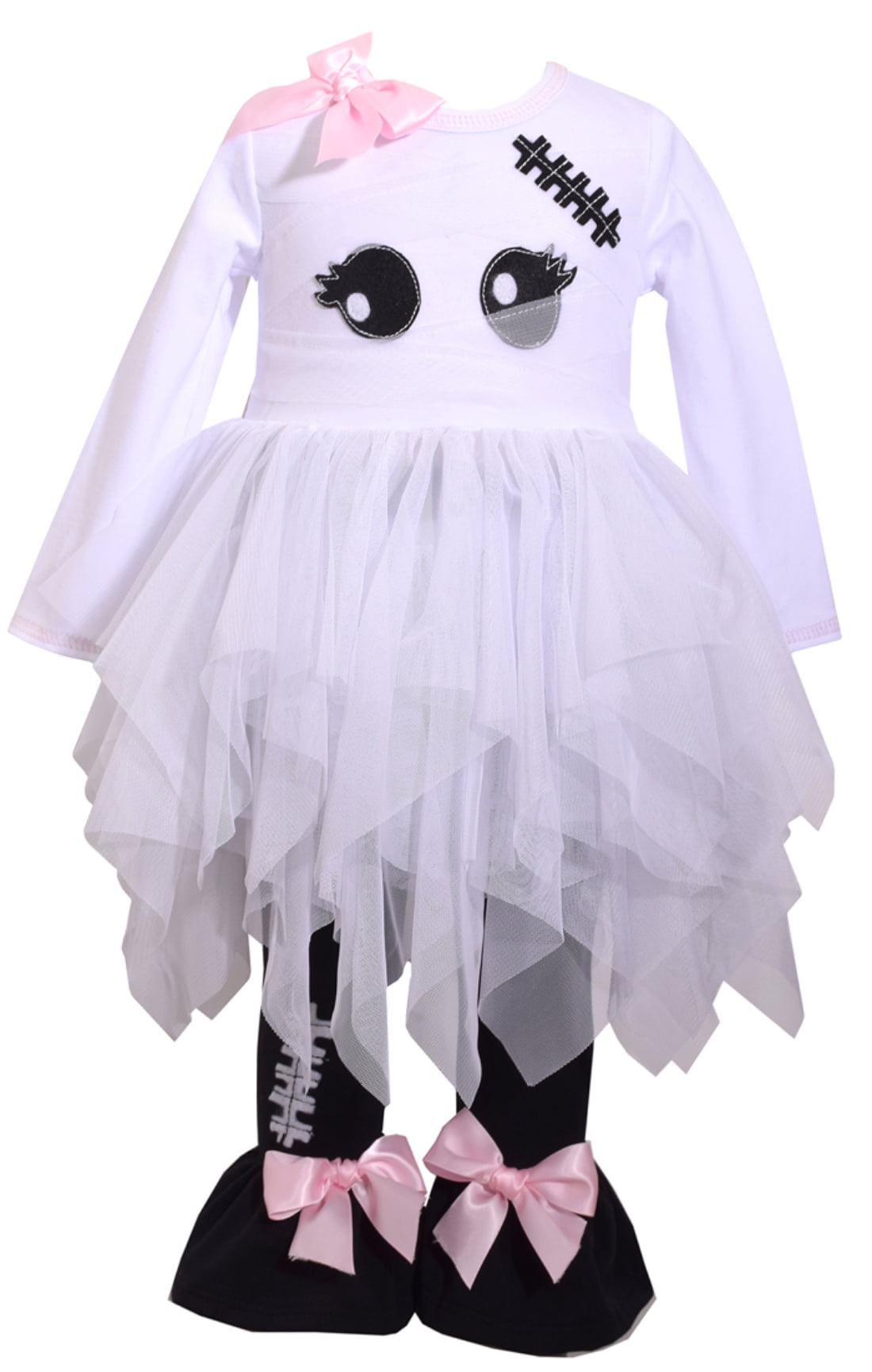 Bonnie Jean Baby Girls Black White Eye Applique 2 Pc Halloween Outfit 18M