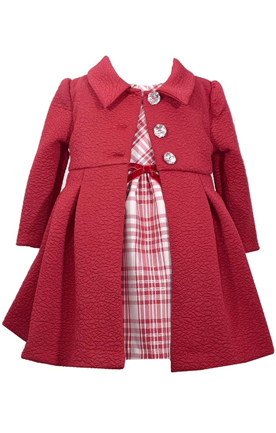 Bonnie Jean Baby Girls Houndstooth Coat and Dress Set 4 Burgundy Walmart