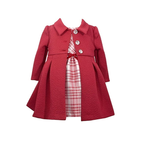 Bonnie Jean Baby-Girls Houndstooth Coat and Dress Set (4, Burgundy)