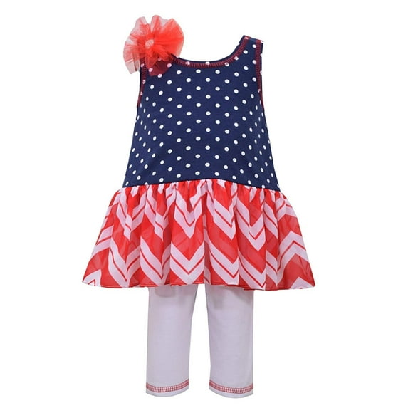 Bonnie Jean Baby Girls July Americana Chevron Tunic Pants Set (3-6 Months)