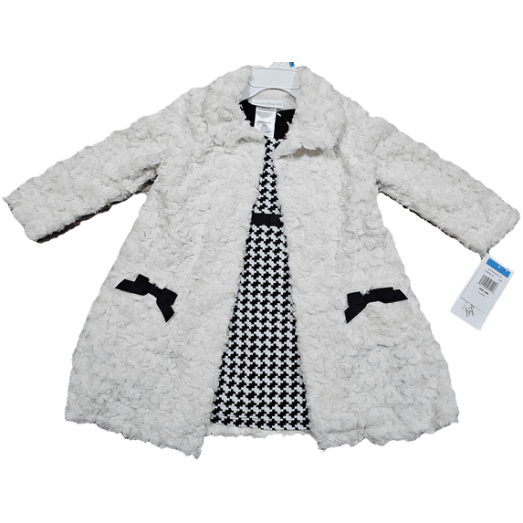 Bonnie Jean Baby Girls Newborn-24 Months Faux-Fur Jacket & Double-Knit Fit-And-Flare Dress Set