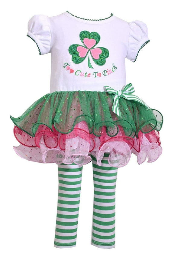 Baby-Girls St Patrick's Day Shamrock Legging Set (3-6 Months, Green)