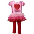 thumbnail image 1 of Bonnie Jean Baby Toddler and Little Girl's Valentine's Day Pink and Red Heart Tunic Shirt and Leggings Set (6-9 Months, Red), 1 of 3