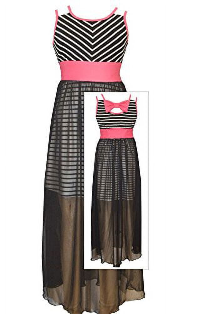 open lace back dress Cornelia | Pink & Black Strapless Maxi Dress with Oversized Bow main image 1