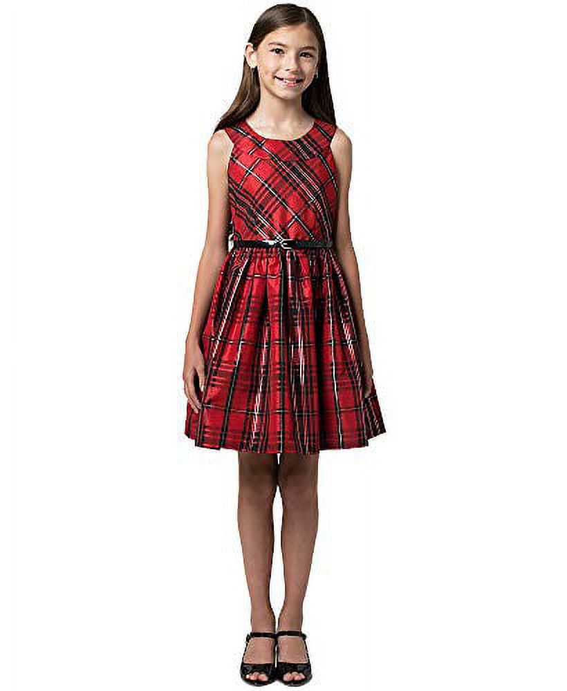 Bonnie Jean Big Girls Metallic Plaid Dress Children dress MSRP 65 Red 8 Walmart