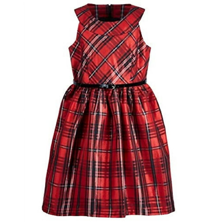Bonnie jean metallic cheap plaid dress