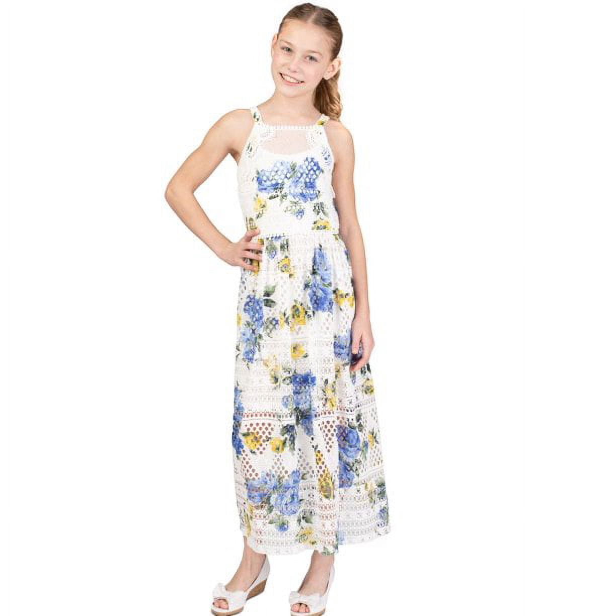Bonnie Jean Big Girls Printed Floral Knit Crochet Lace Maxi Dress, 10 -  Walmart.com