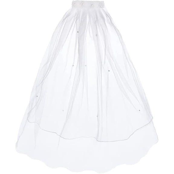 Bonnie Jean First Holy Communion Comb Veil with Four Flowered Pearls