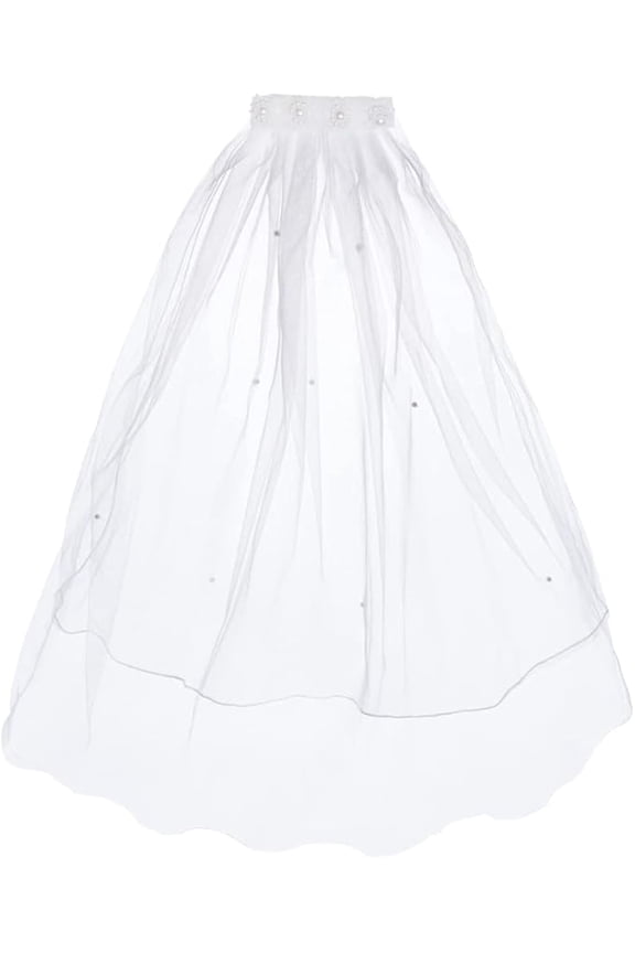 Bonnie Jean First Holy Communion Comb Veil with Four Flowered Pearls